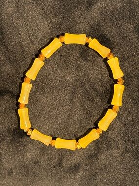 Yellow Beaded Stretch Bracelet - Unbranded